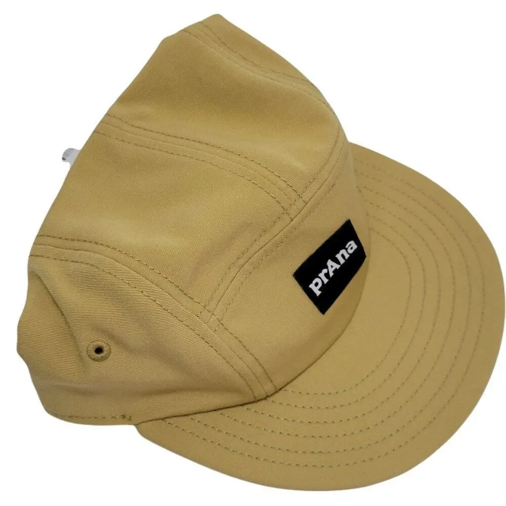 Prana Foothills Flat Brim‎ Hat UPF 50 Tan Adjustable Unisex Logo Packable NEW